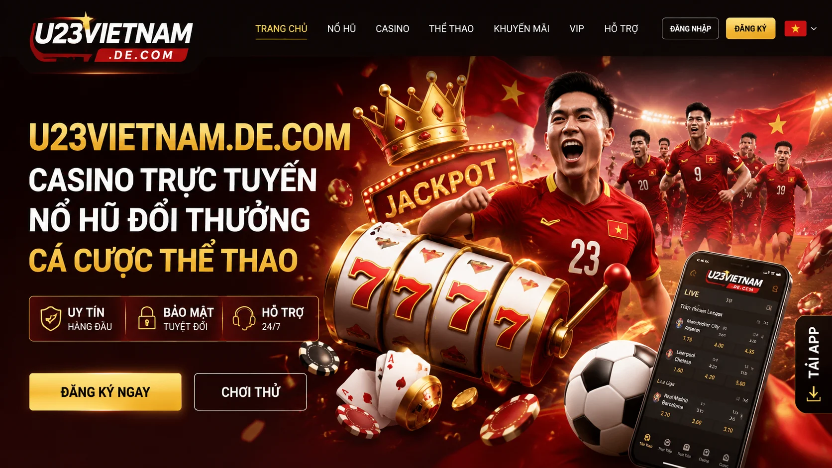 Khu giao diện chính của u23vietnam.de.com